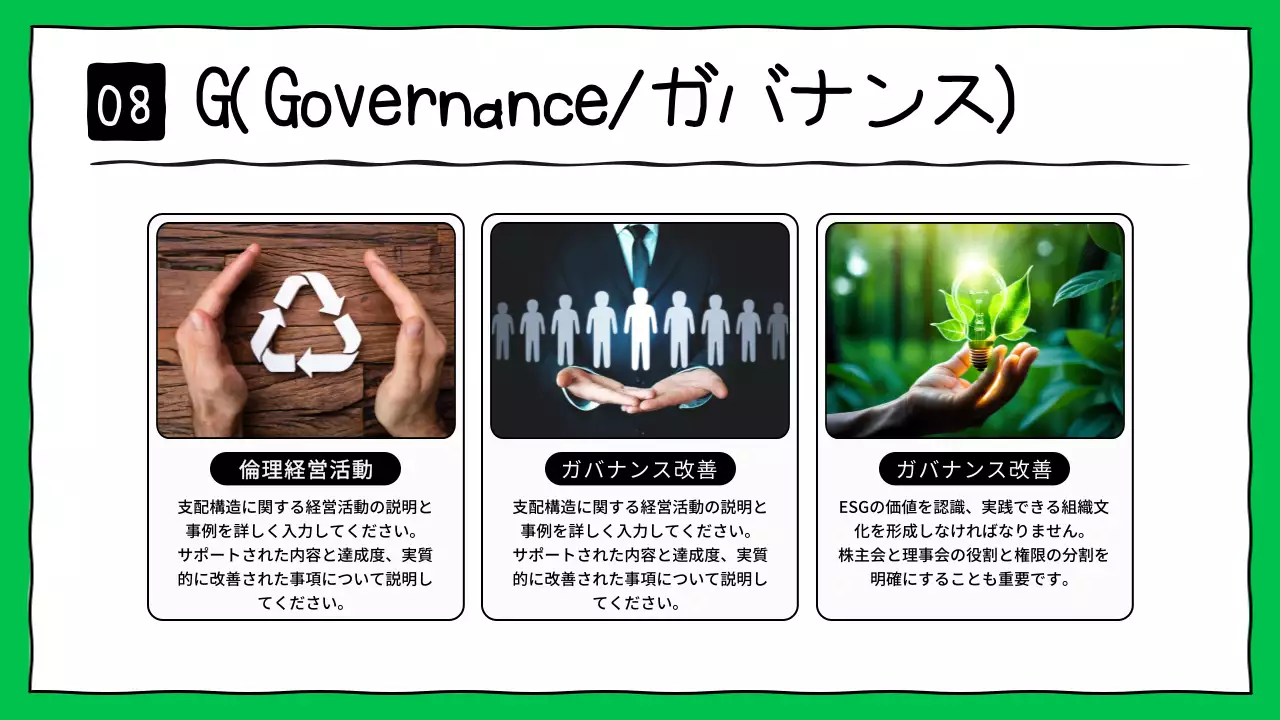 緑 かわいい ESG レポート プレゼンテーション