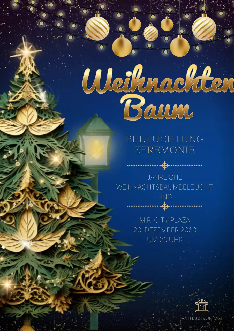 Navy und Gold klassische Weihnachts-Event-Anzeige
