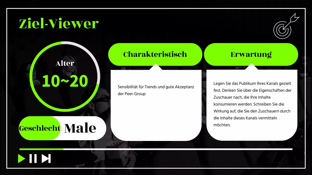 Black & Neon trendy Channel Content Plan Vorschlag