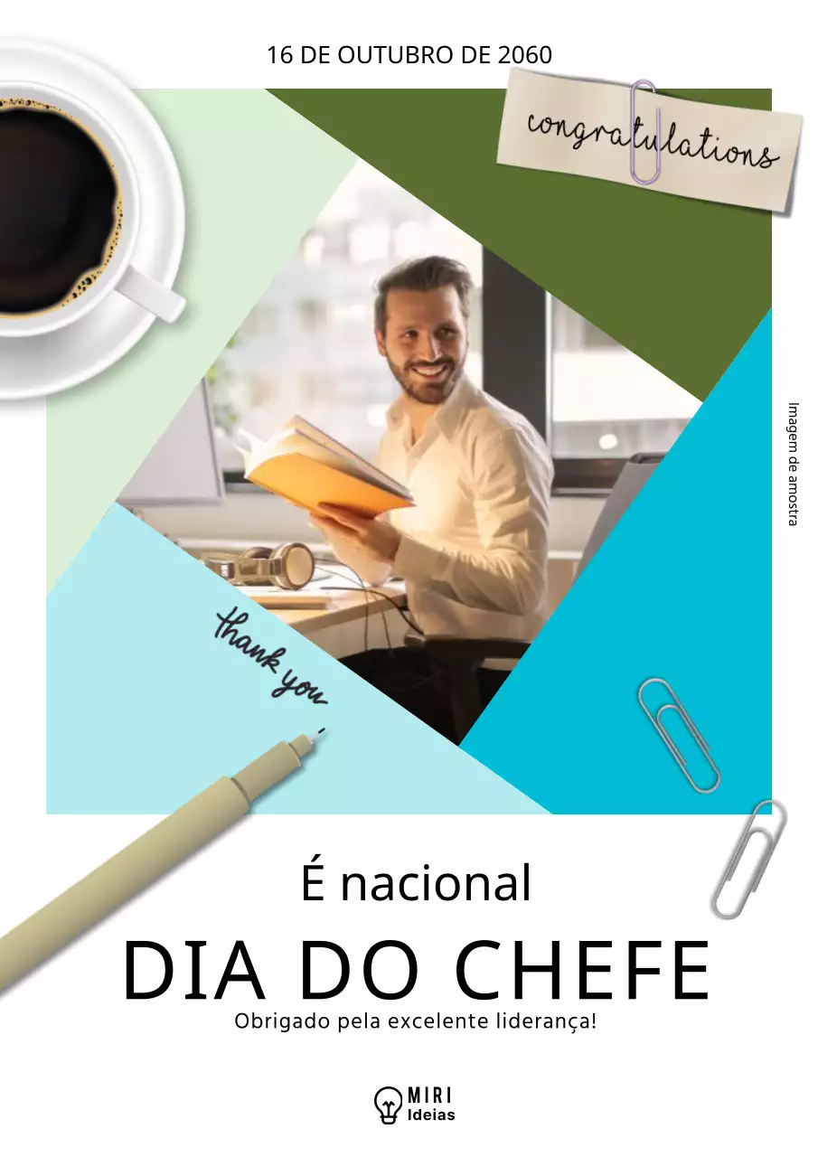 Anúncio simples em branco e azul celeste do Dia Nacional do Patrão