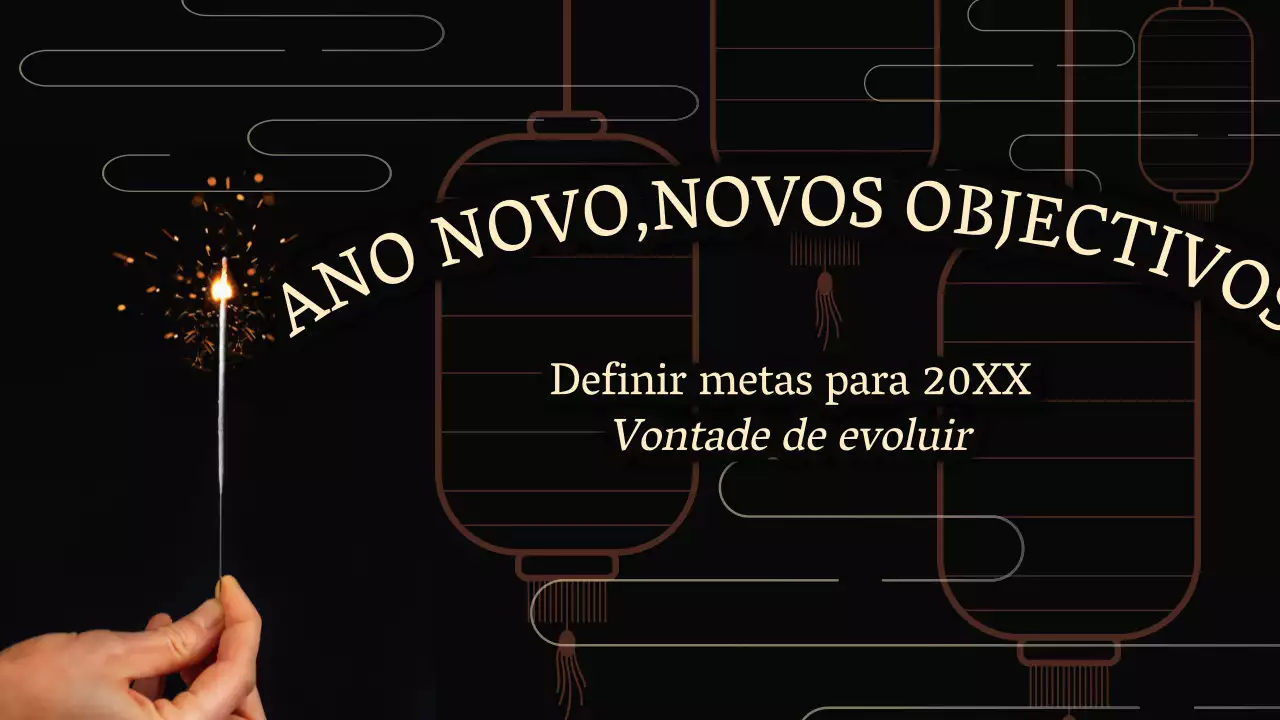Planeador de resoluções de ano novo minimalista a preto