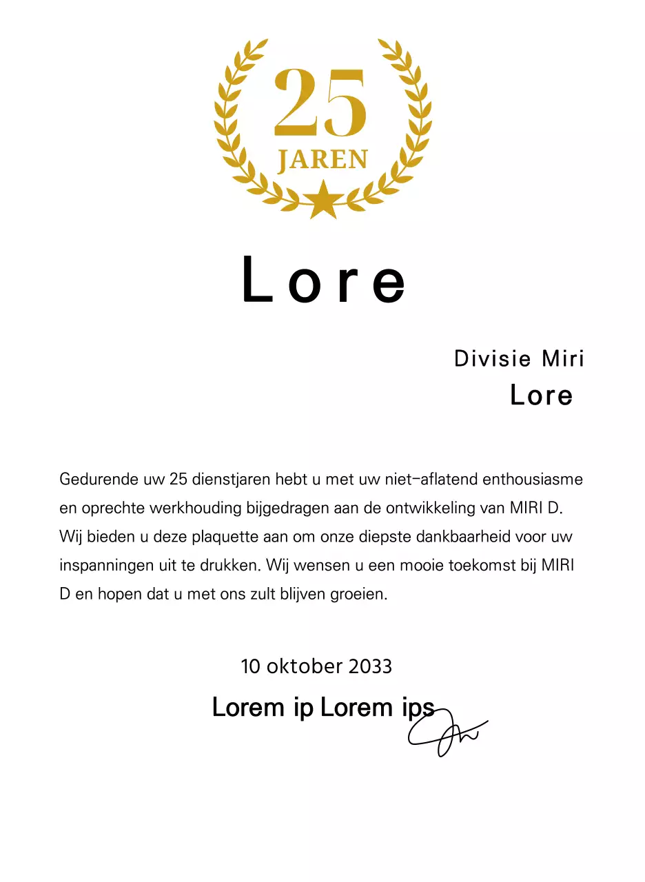 Langleven plaquette met gouden lauweren en sterren