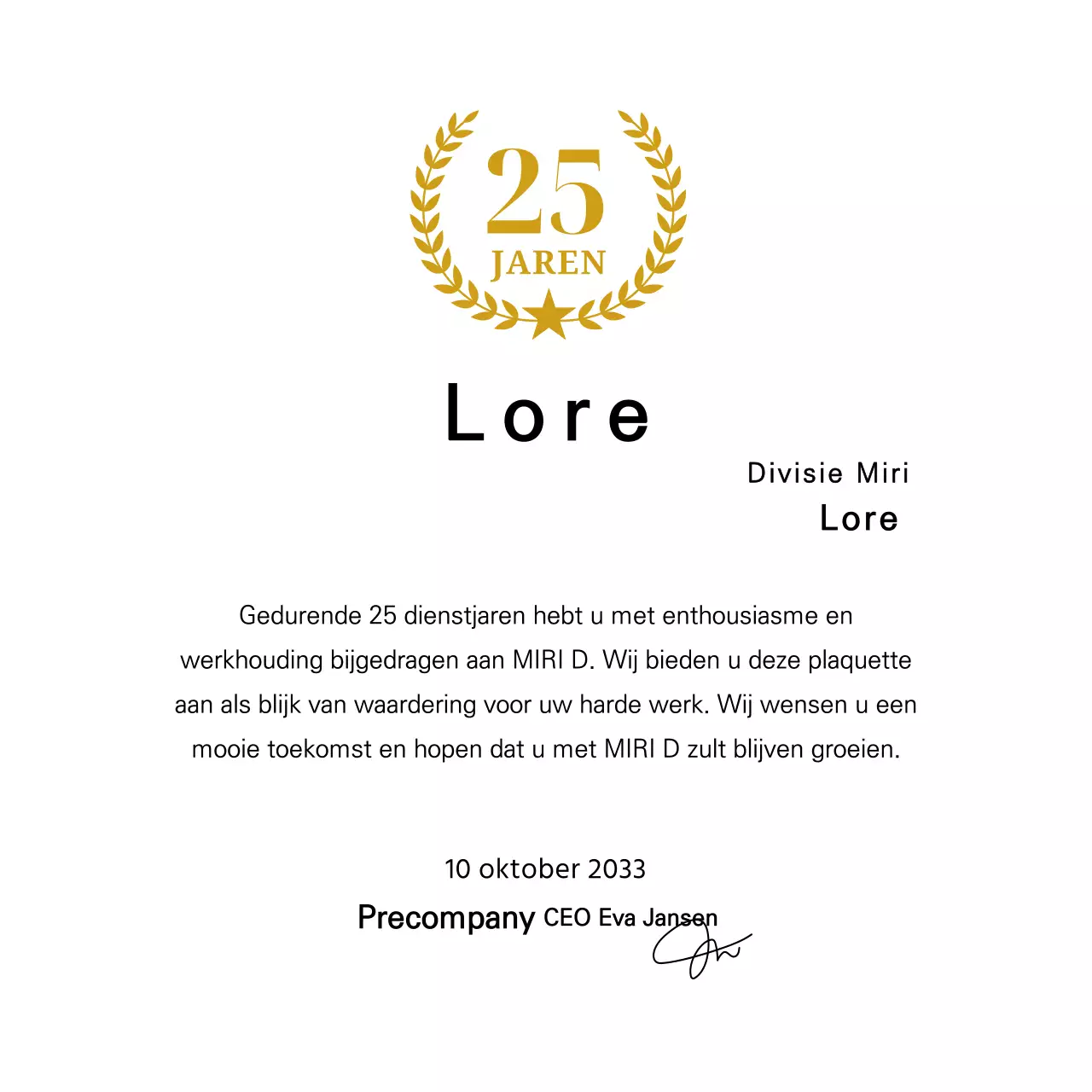 Langleven plaquette met gouden lauweren en sterren