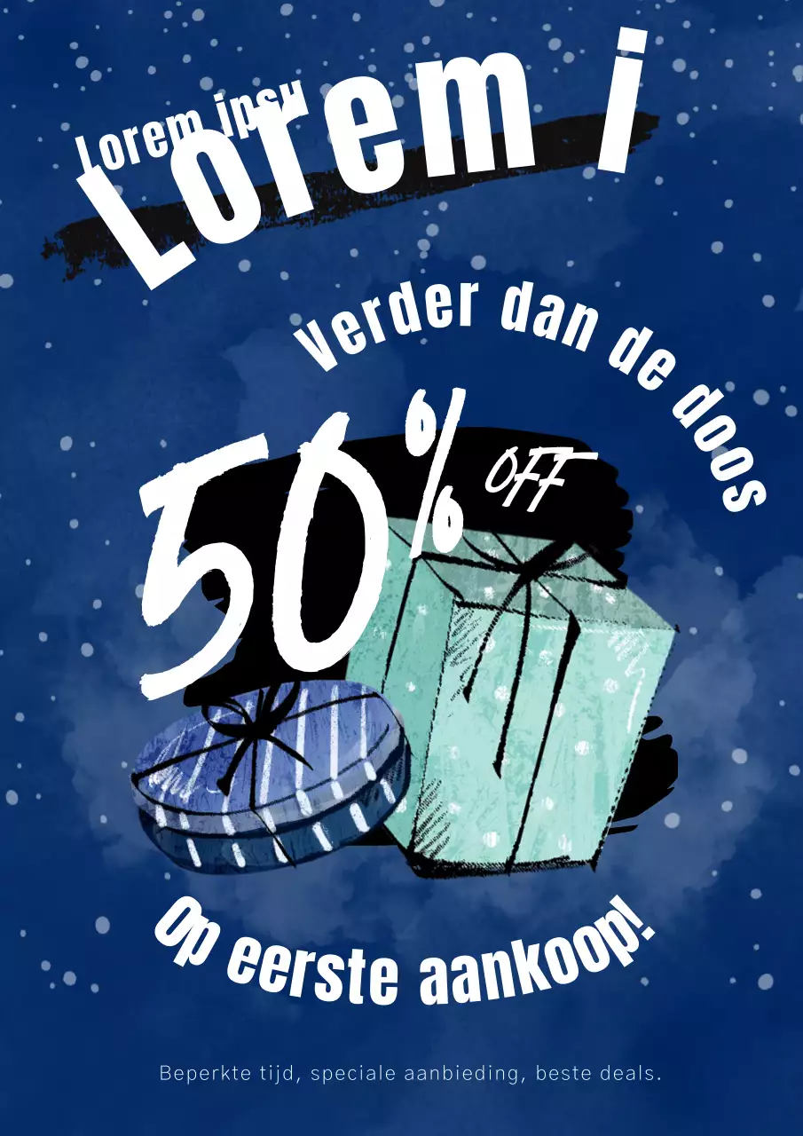 Navy en Zwart Trendy Reclame voor tweede kerstdag