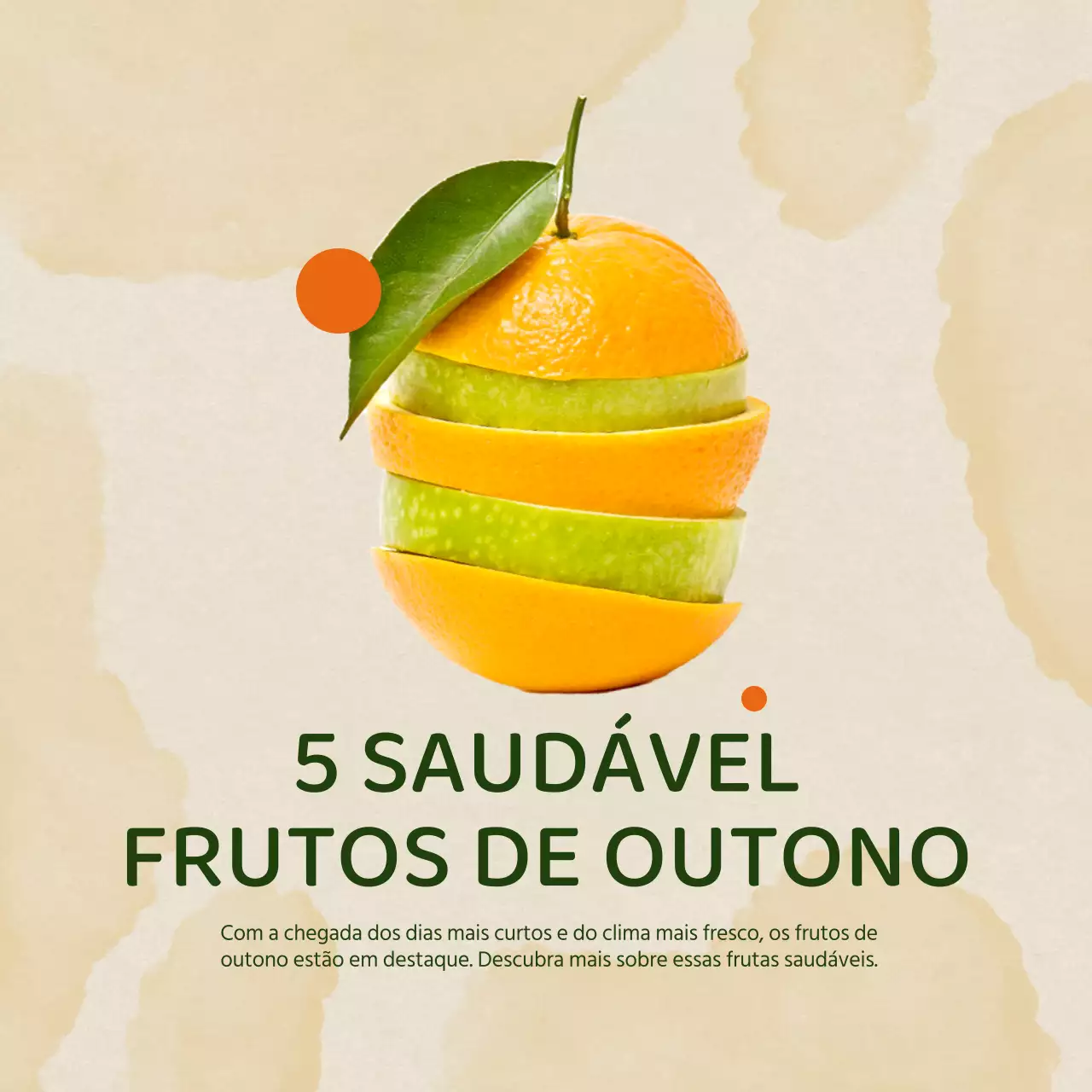 Anúncio minimalista de fruta da época em bege e laranja