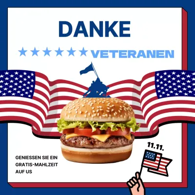 Weiß-blaue Retro-Werbung für den Veteranentag