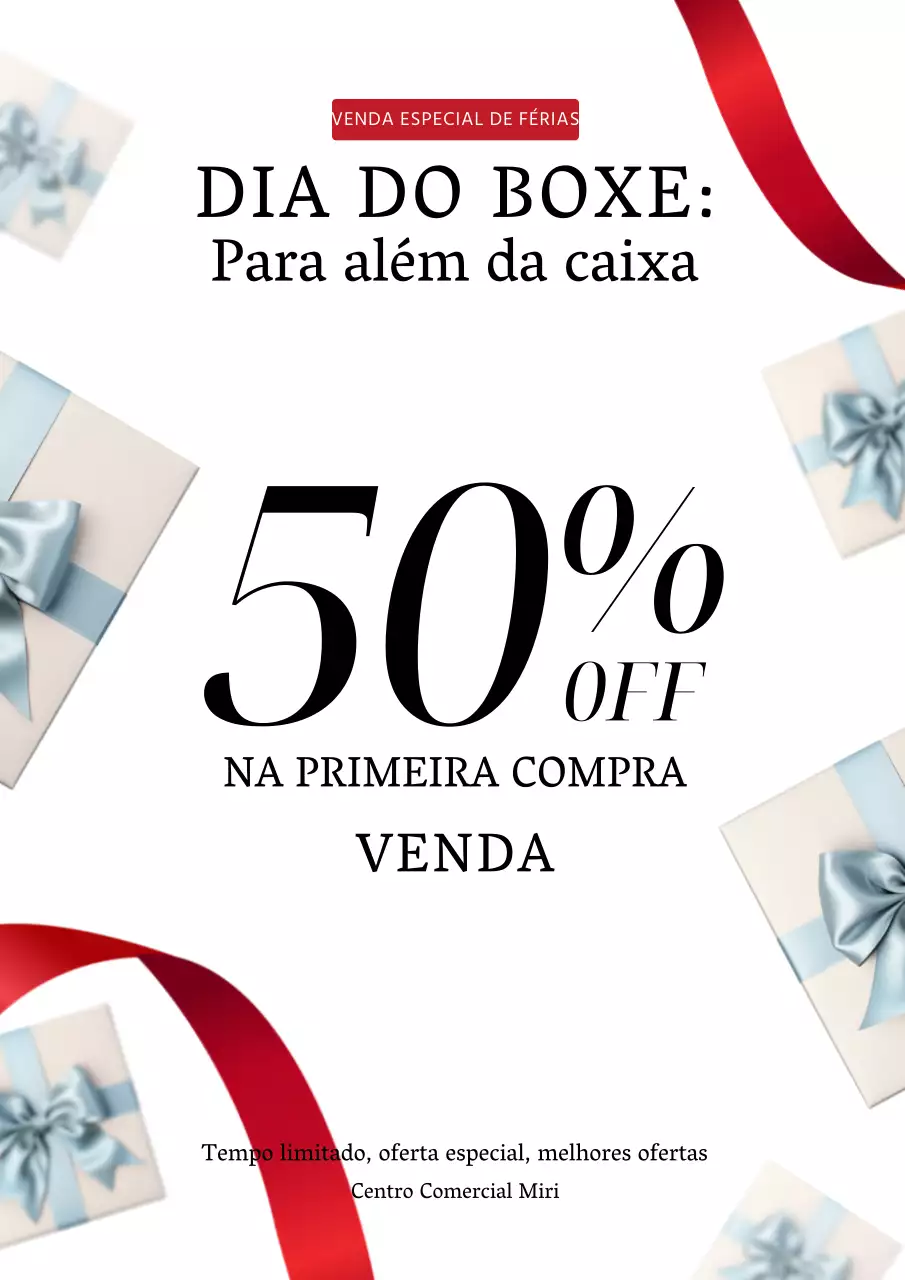 Anúncio do Dia do Boxe Clássico Branco e Vermelho