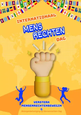 Geel en Blauw Trendy Reclame voor de Dag van de Mensenrechten