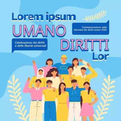 Pubblicità blu e rosa di tendenza per la Giornata dei diritti umani