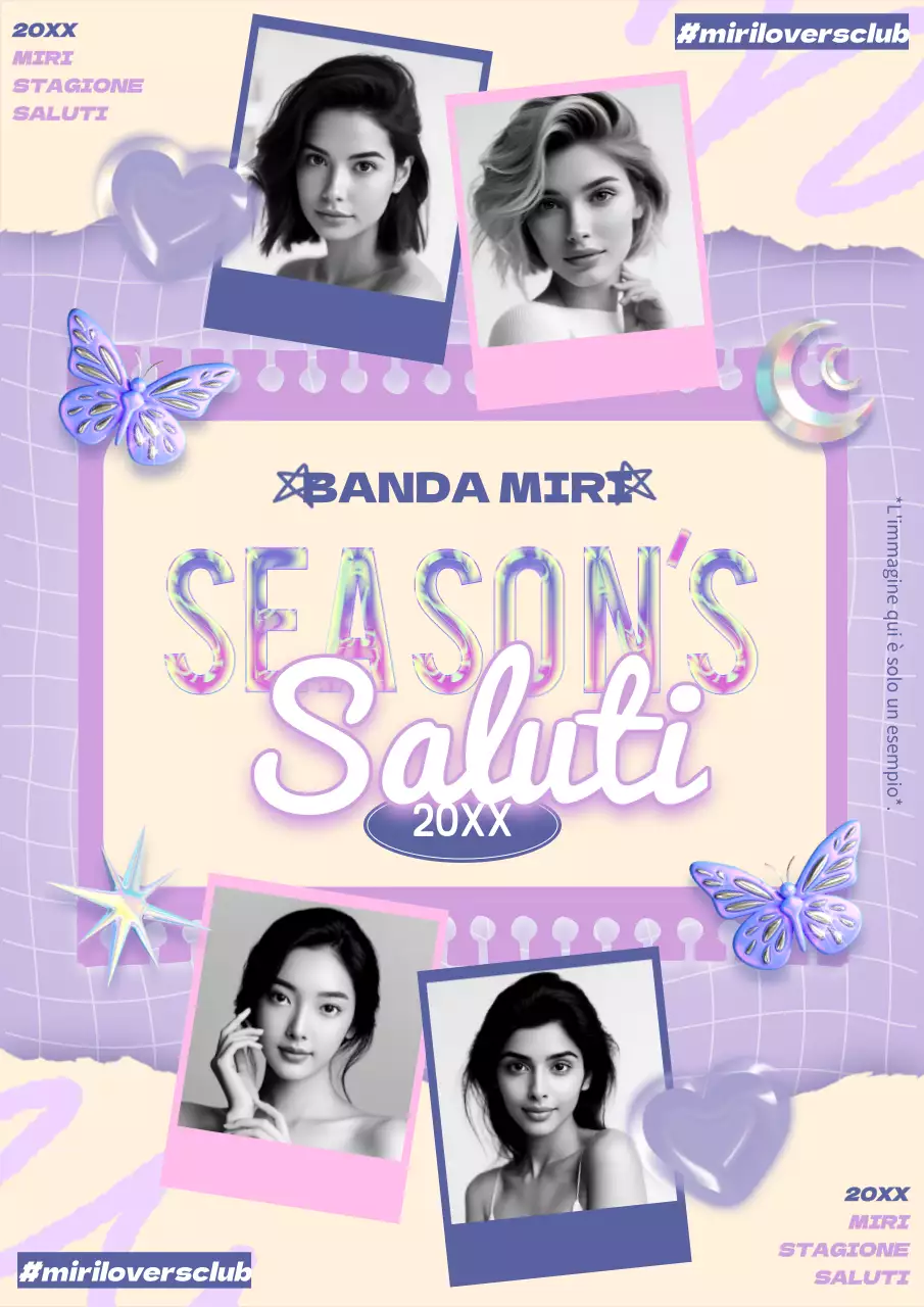 Annuncio di auguri di stagione trendy in lilla e rosa