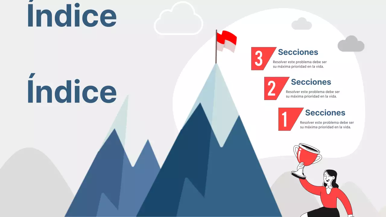 Propuesta de metas y objetivos simples en rojo y azul marino