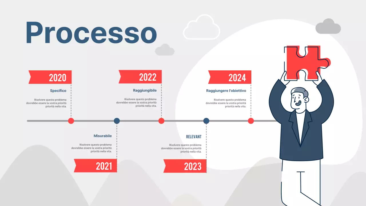Proposta di obiettivi semplici in rosso e marina