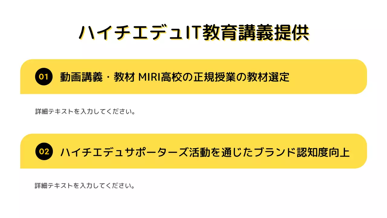 黄色い背景のシンプルなIT成果共有報告書