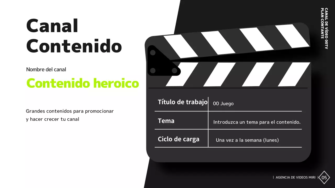 Plan de contenidos de un canal de vídeo sencillo en blanco y negro