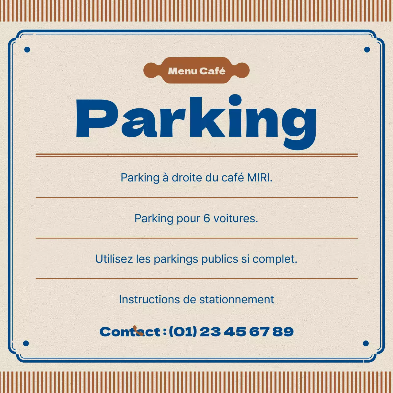 Annonce de café rétro en marron et bleu