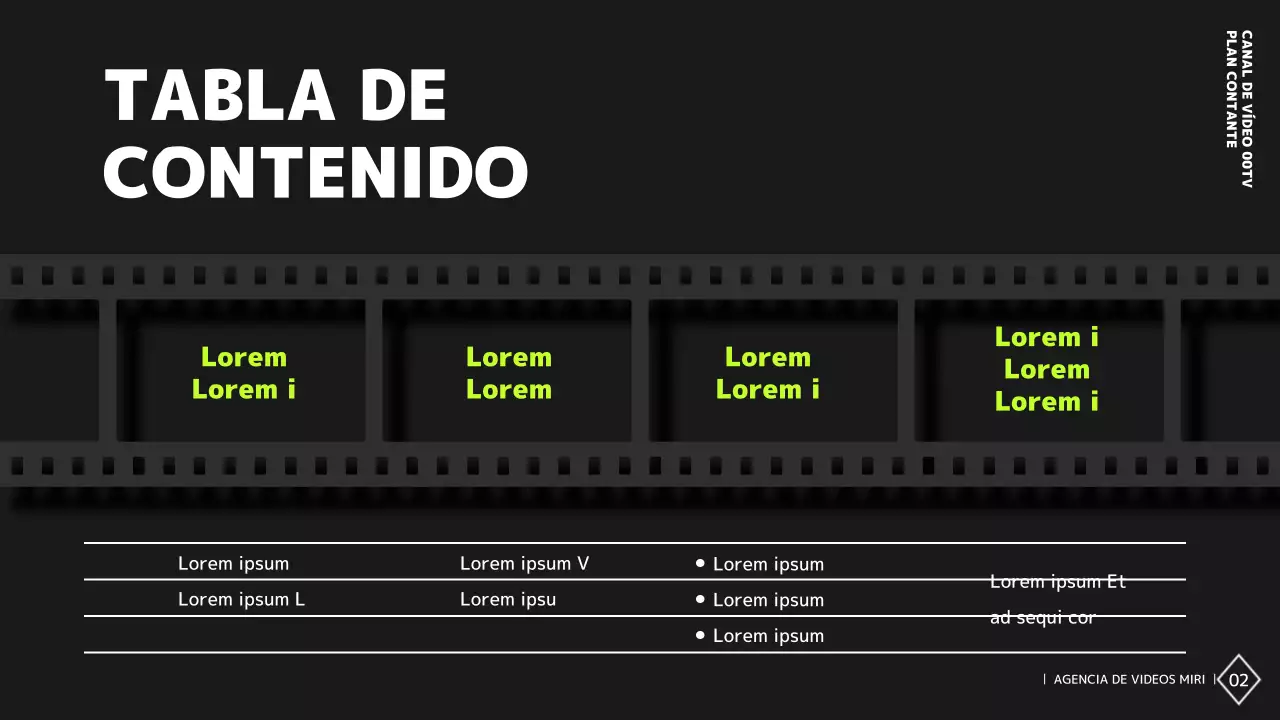 Plan de contenidos de un canal de vídeo sencillo en blanco y negro
