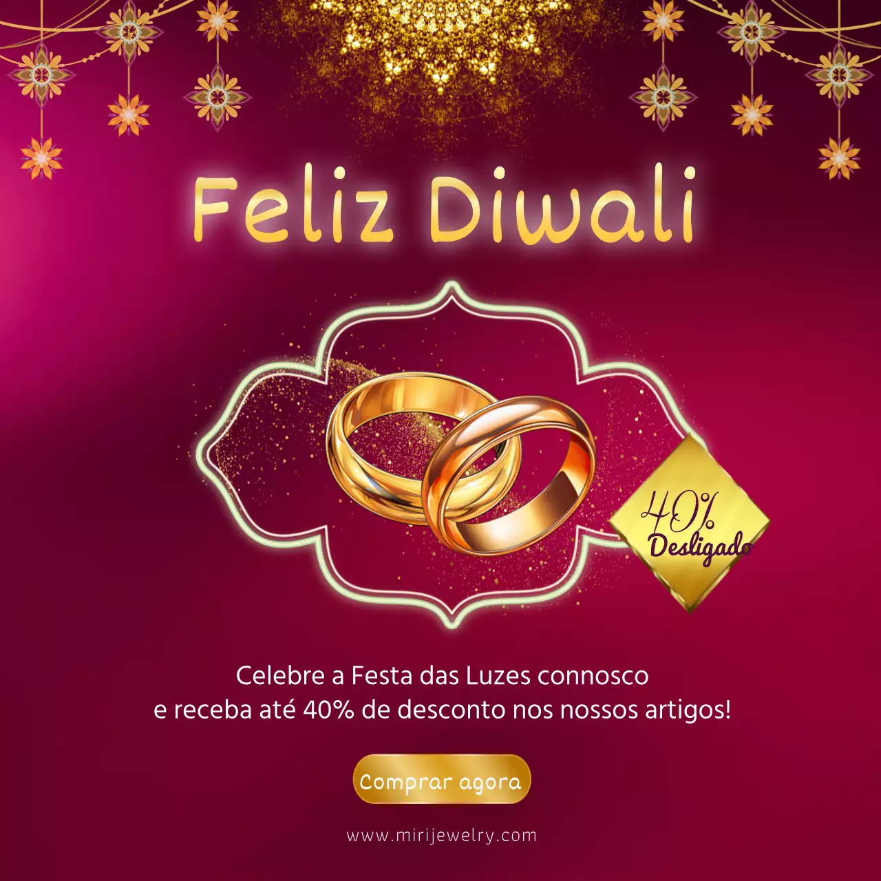Anúncio de venda de Diwali vermelho e dourado elegante