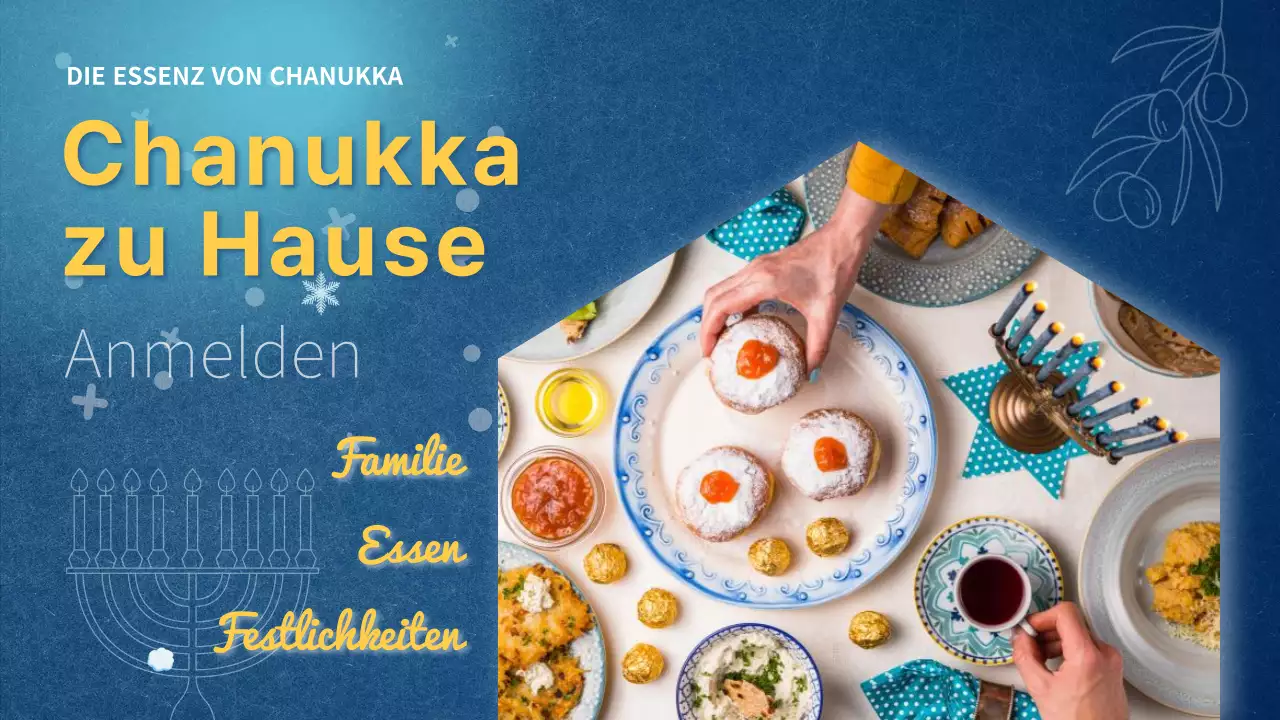 Blaue und gelbe Classic At Home Chanukka Einführung