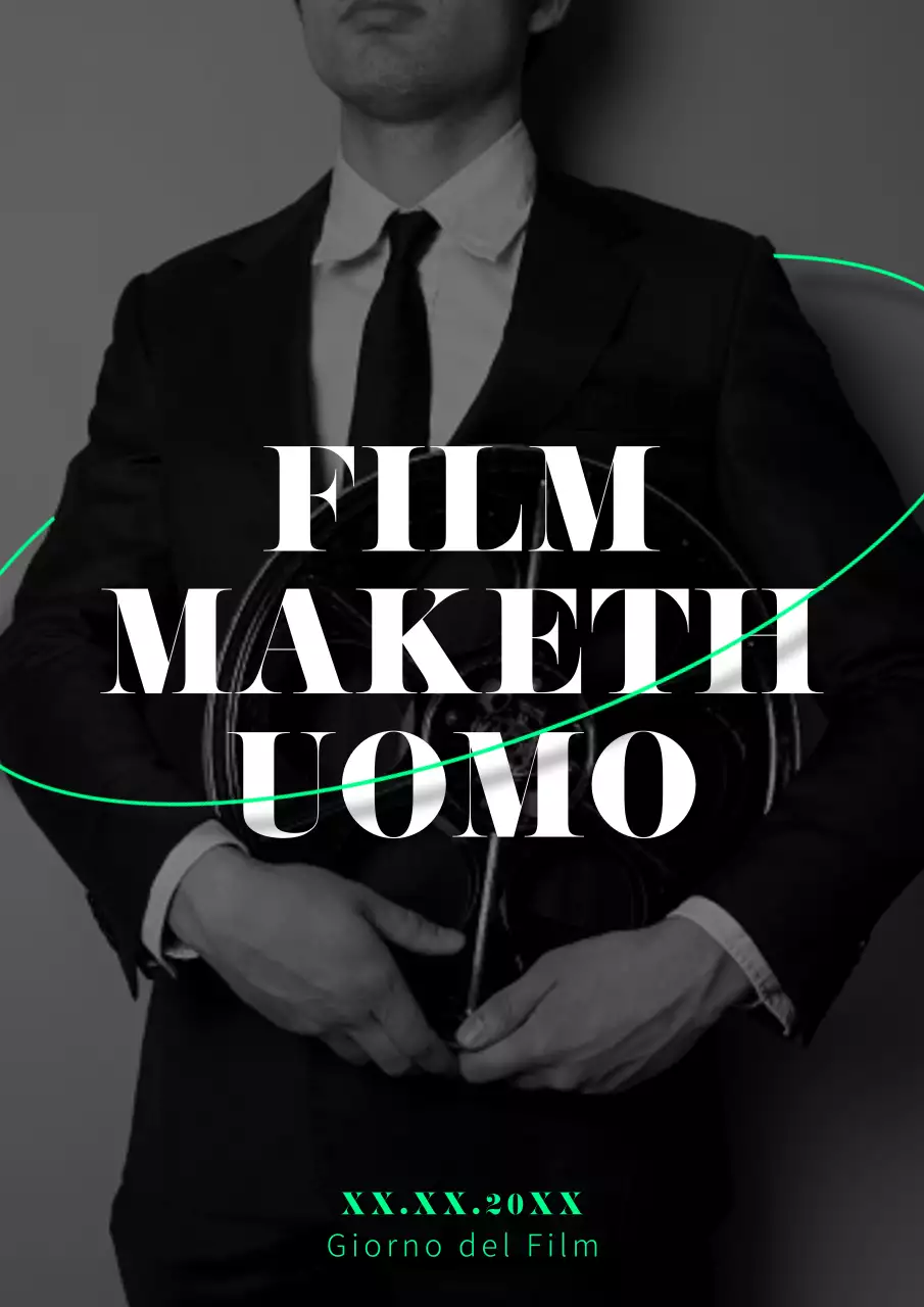 Annuncio della giornata cinematografica moderna in bianco e nero