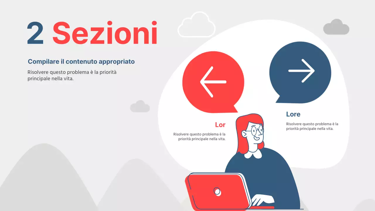 Proposta di obiettivi semplici in rosso e marina