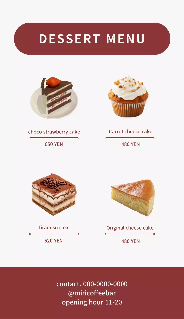 赤と白が調和した背景の中にイチゴラテの写真とレタリングが掲載されたシーズンメニューの看板。