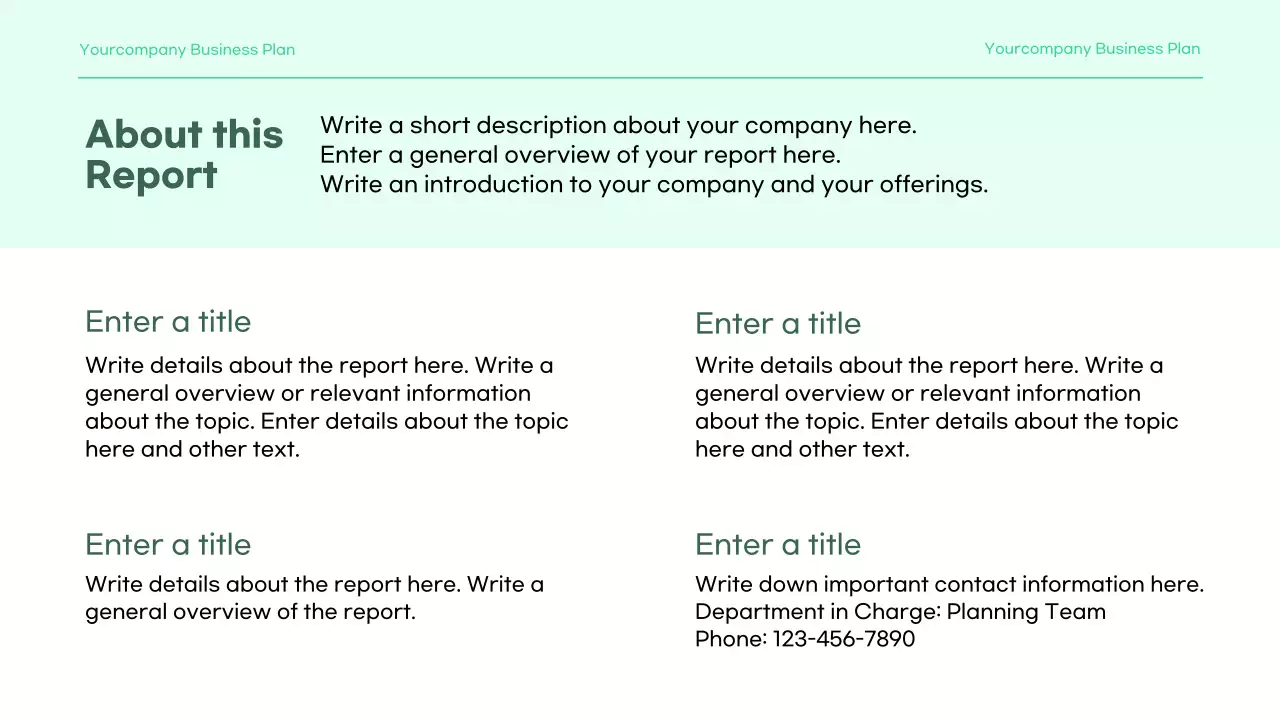 그린 모던 비즈니스 보고서 프레젠테이션