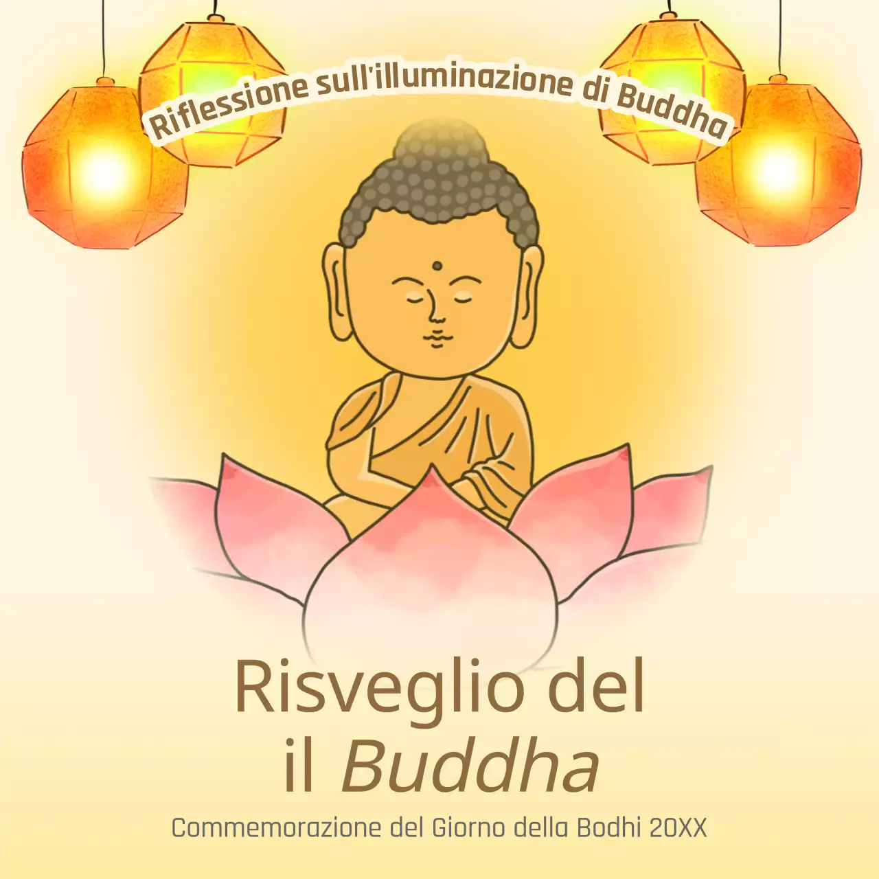 Pubblicità di Buddha tradizionale giallo e beige per le celebrazioni