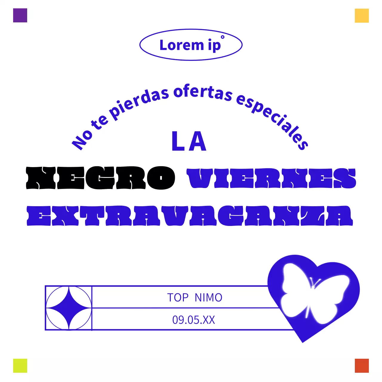 Azul y blanco de moda Black Friday ofertas de publicidad