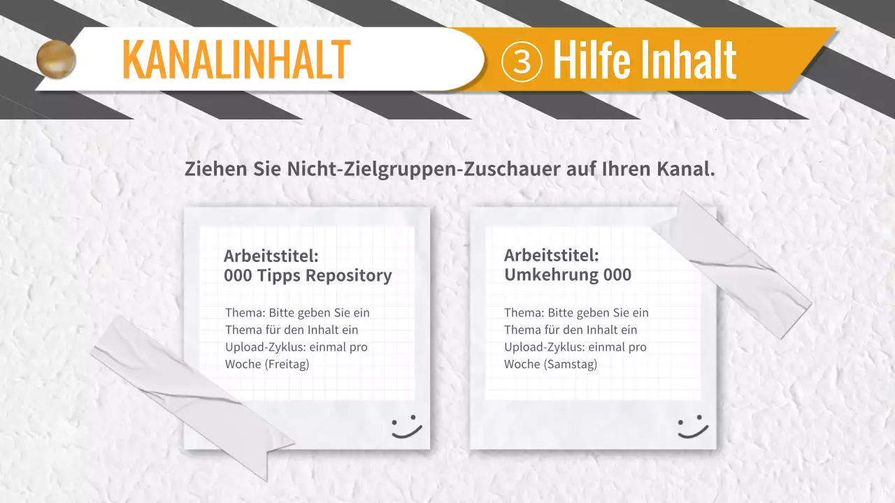 Graue und gelbe trendige Video-Inhaltsplanung Pitch