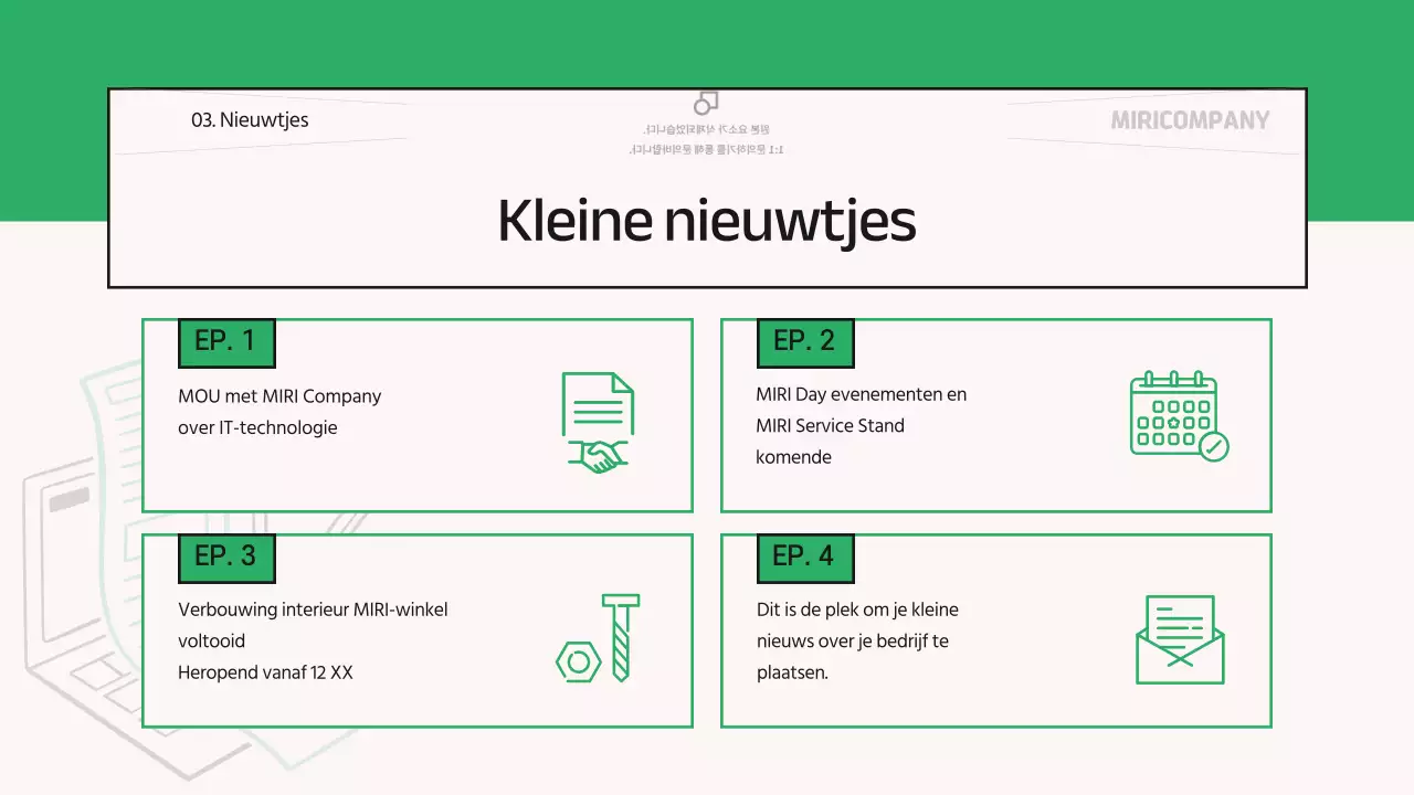 Over de groene, moderne maandelijkse nieuwsbrief voor bedrijven