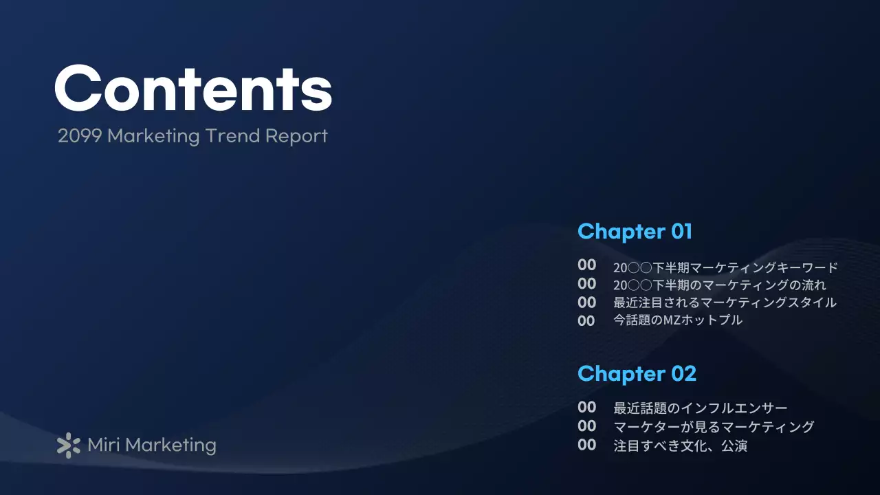 青 モダン マーケティング レポート プレゼンテーション