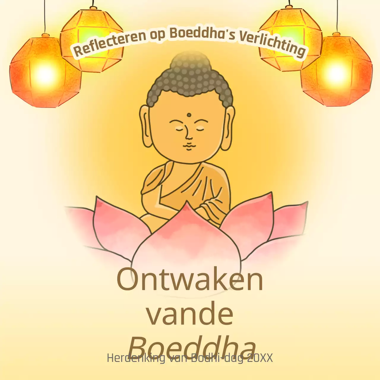 Geel en beige traditionele Boeddha viering advertentie