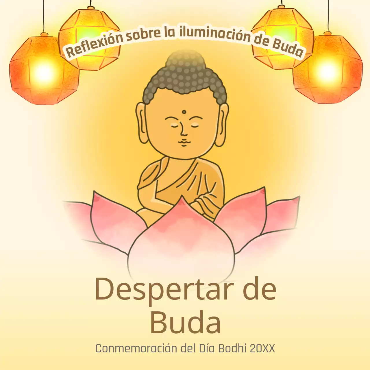 Buda tradicional amarillo y beige Anuncio de celebración