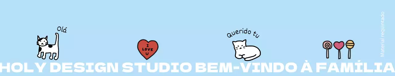 Kit de boas-vindas ao estúdio de design com um gato desenhado à mão e um conceito giro