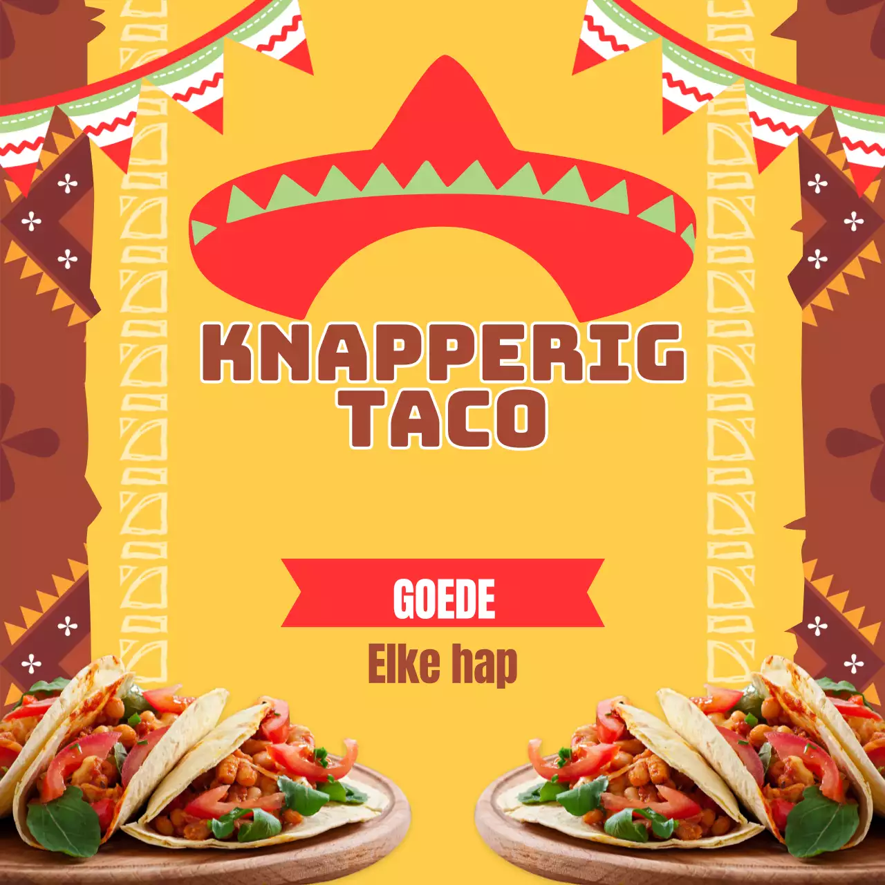 Bruin en Geel Trendy Taco Restaurant advertentie