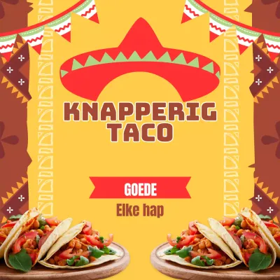 Bruin en Geel Trendy Taco Restaurant advertentie