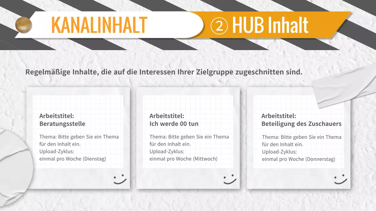 Graue und gelbe trendige Video-Inhaltsplanung Pitch