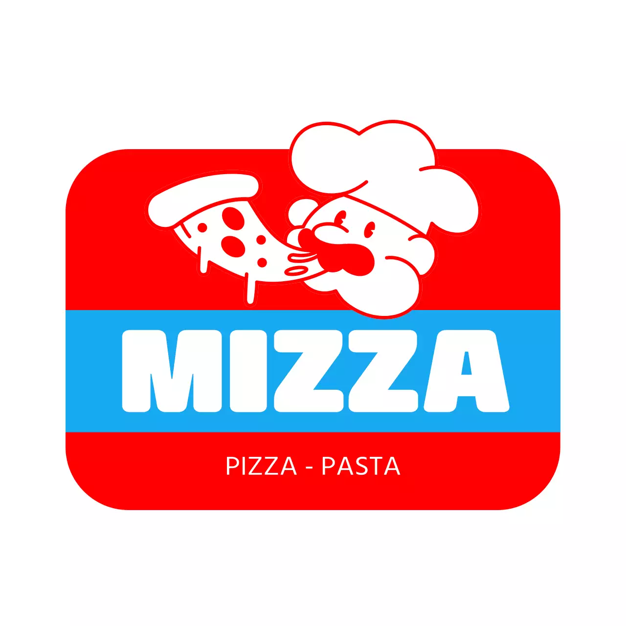 Leuke, retro pizzapunt bewegwijzering met kleurrijke pizza-illustraties