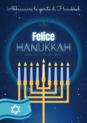 Pubblicità semplice di Happy Hanukkah in oro e marina