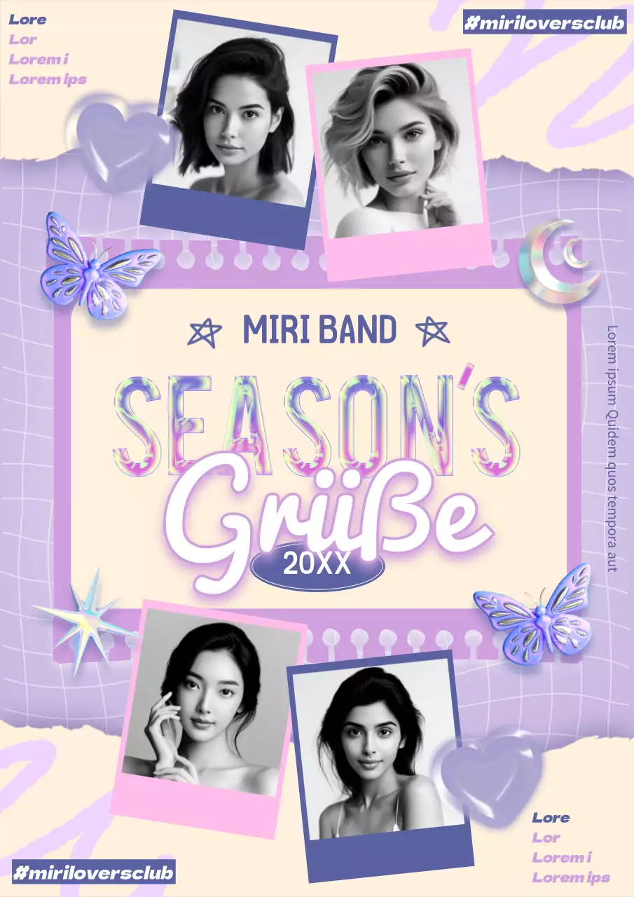 Lila und Rosa Trendy Season's Greetings Anzeige