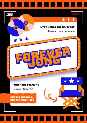Zwart met oranje Retro Movie Night advertentie