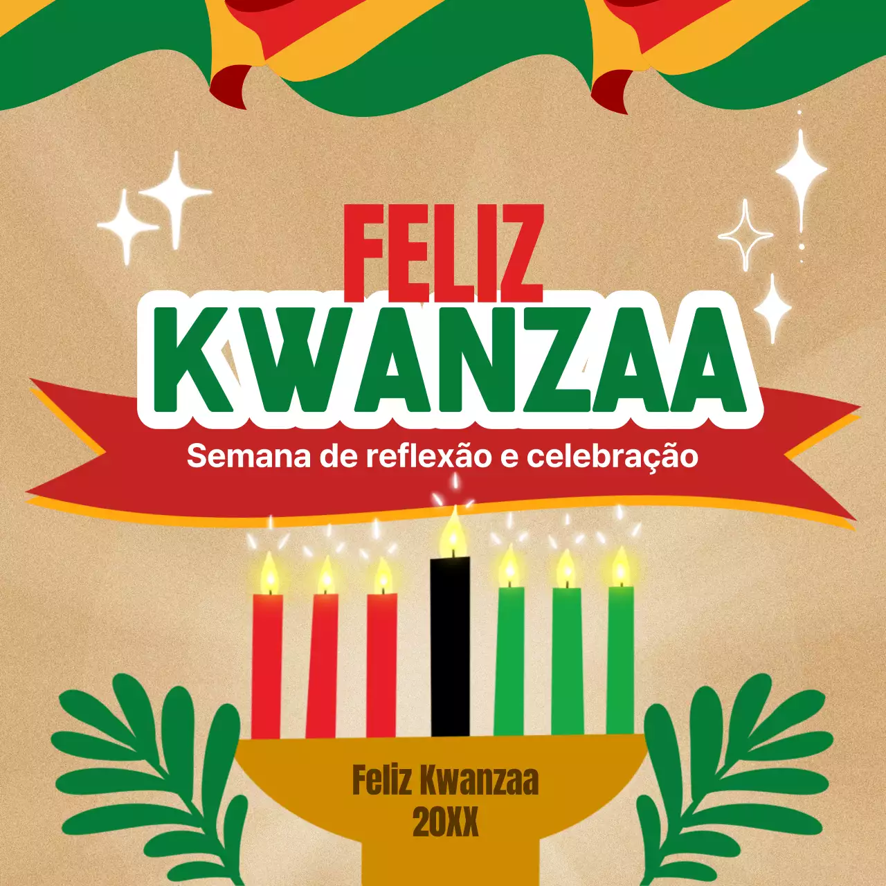 Publicidade de celebração do Kwanzaa verde e vermelho Pop Happy