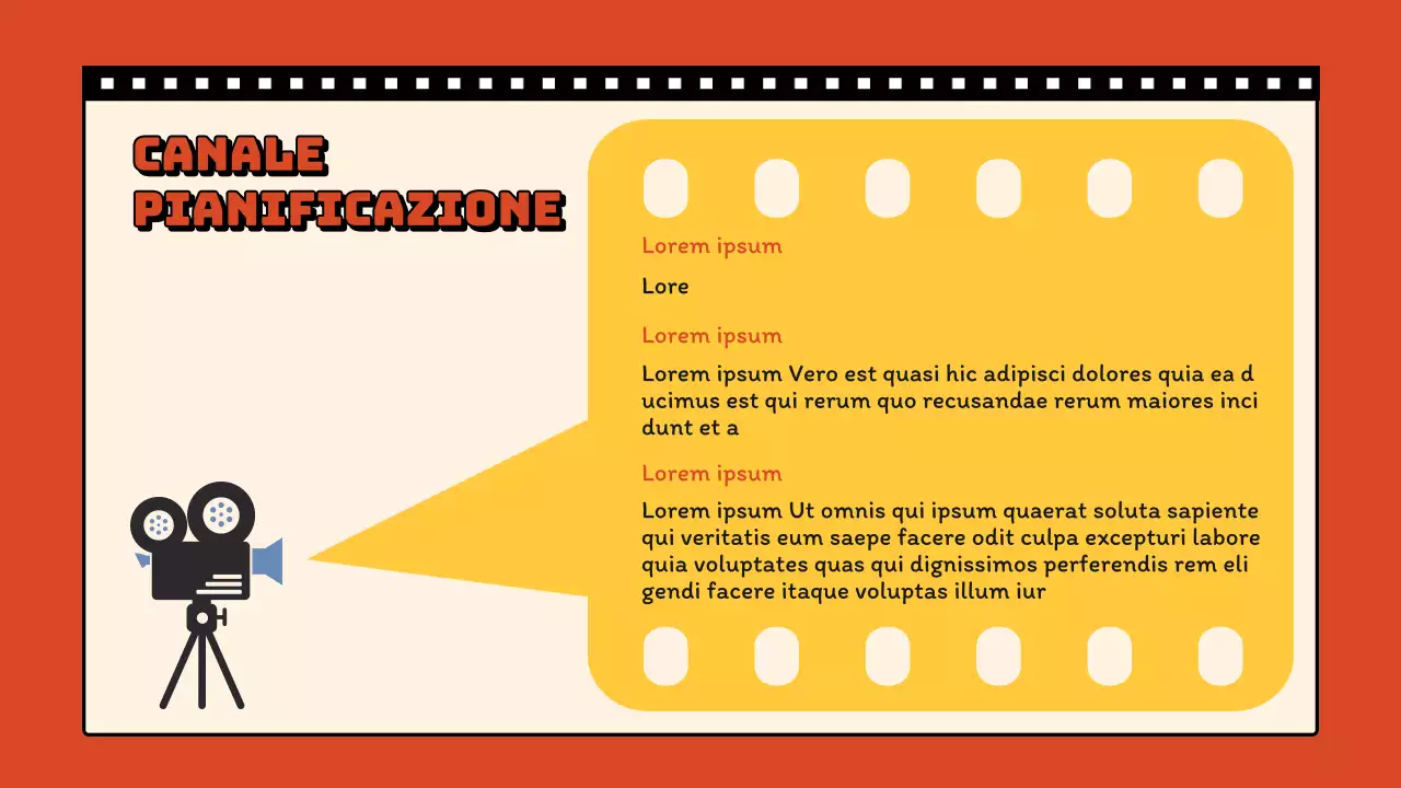 Proposta di pianificazione del canale video retrò blu e giallo