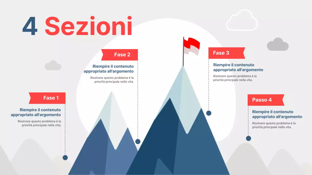 Proposta di obiettivi semplici in rosso e marina
