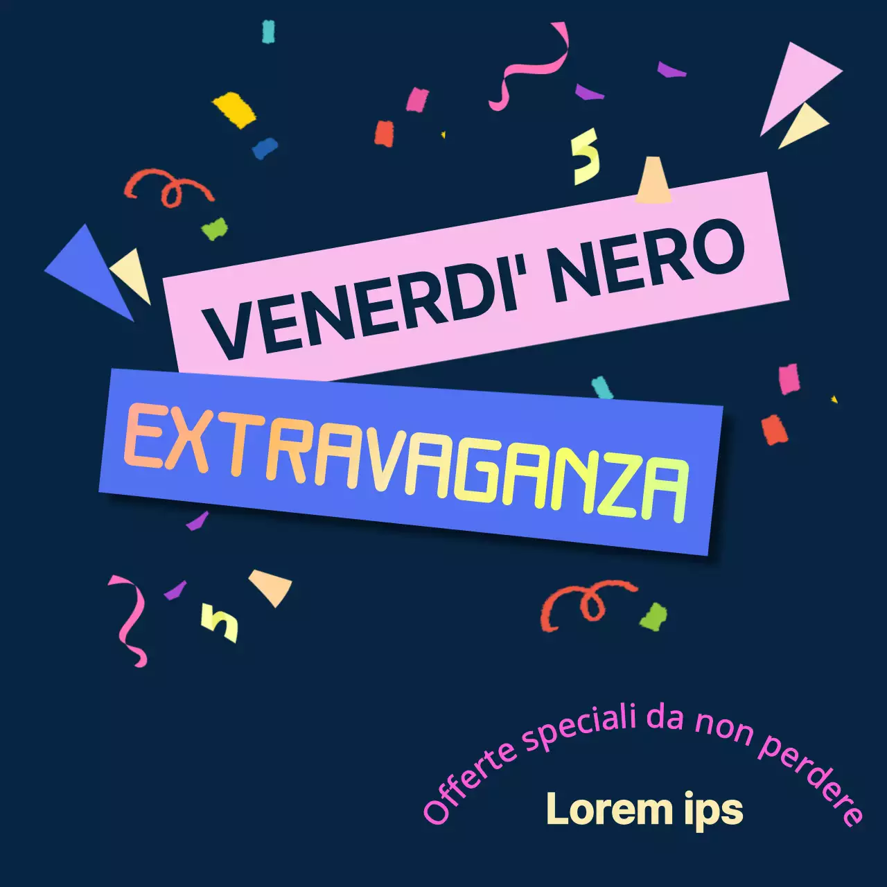 Pubblicità trendy del venerdì nero in blu e rosa