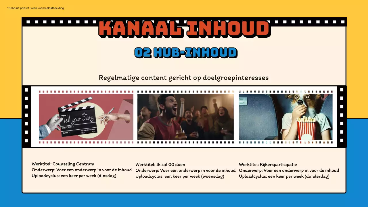 Blauw en Geel Retro Video kanaal planningsvoorstel