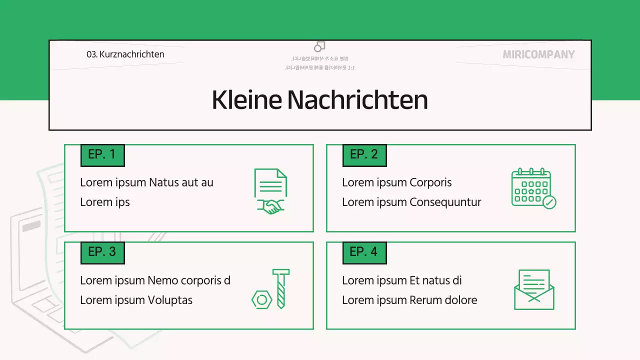 Über den grünen, modernen monatlichen Unternehmensnewsletter