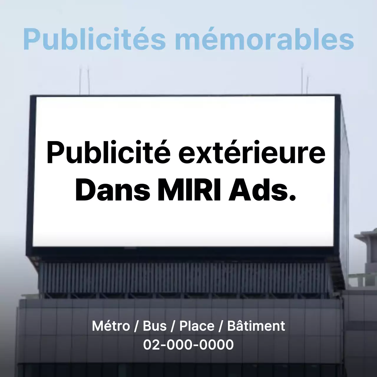 Promouvoir une publicité extérieure simple en blanc et bleu clair