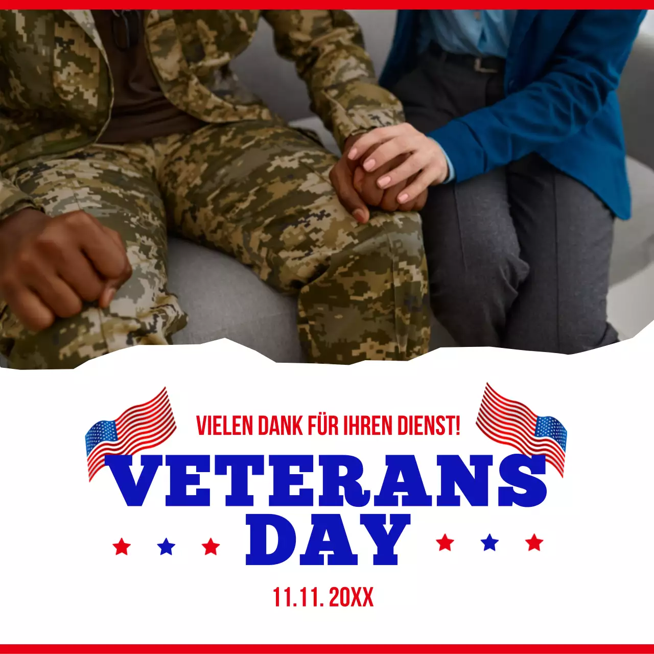 Weiß-blaue Basiswerbung für den Veteranentag