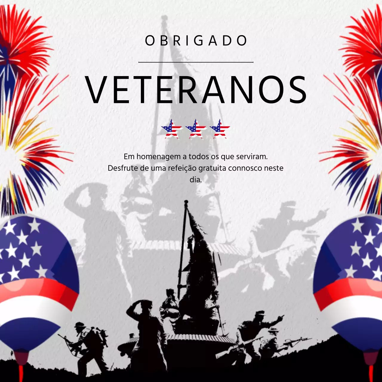 Anúncio clássico do Dia dos Veteranos em cinzento e vermelho